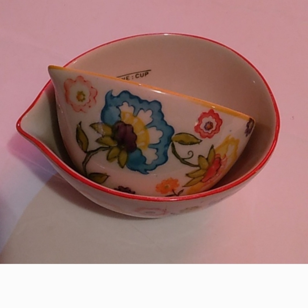Pier 1 Floral Ceramic Mixing Bowl Set